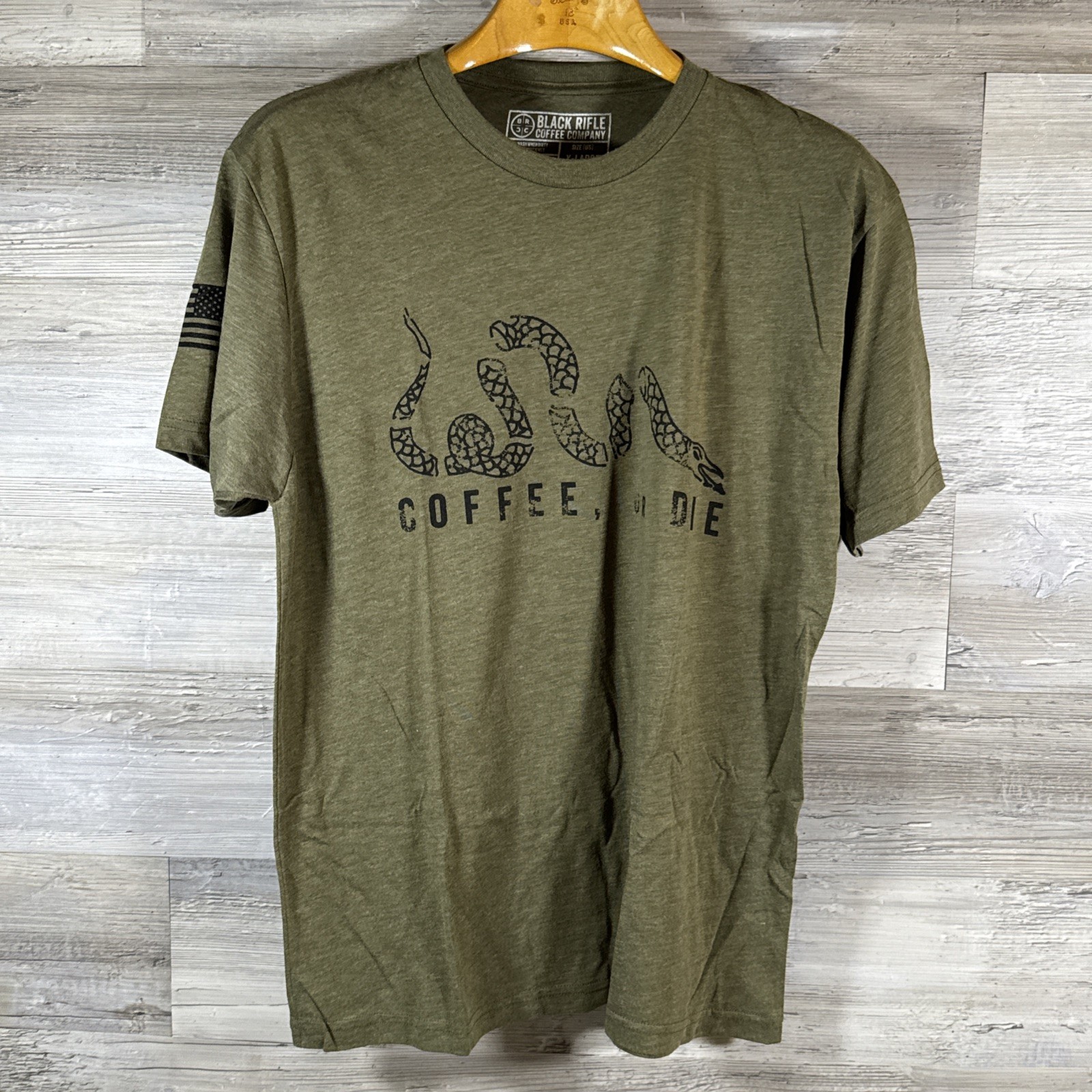Black Rifle Coffee Company Coffee or Die T-Shirt Snake Military Green Size XL gallery