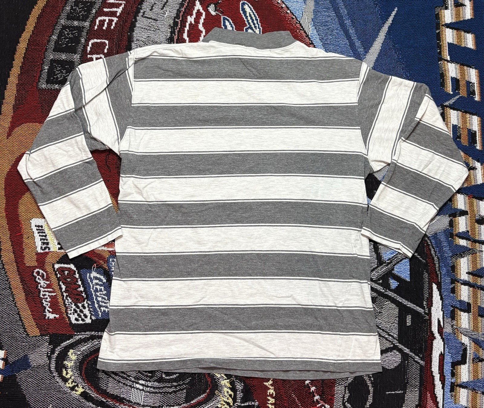 Vintage St Johns Bay Shirt Striped Gray White Long Sleeve Medium Y2K Grunge gallery