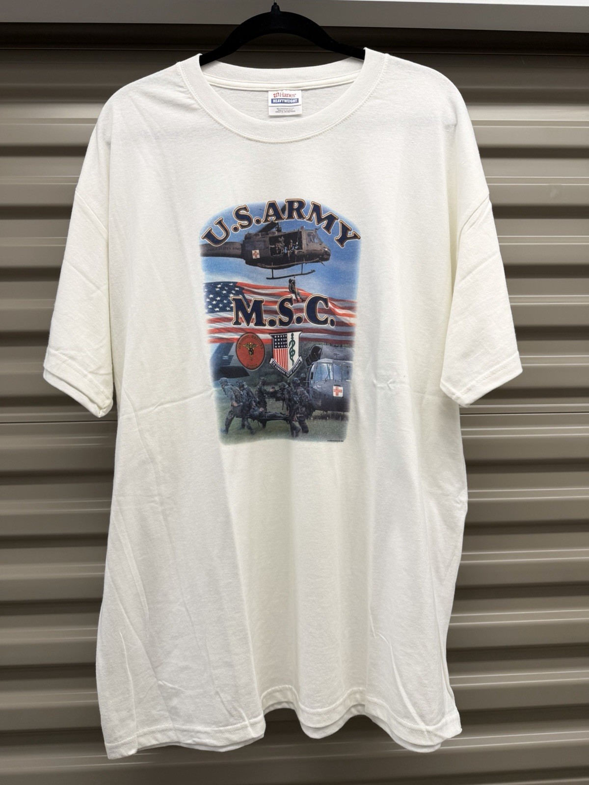 Hanes Heavyweight XL White U.S. Army M.S.C. Graphic Print Crew Neck Tee gallery