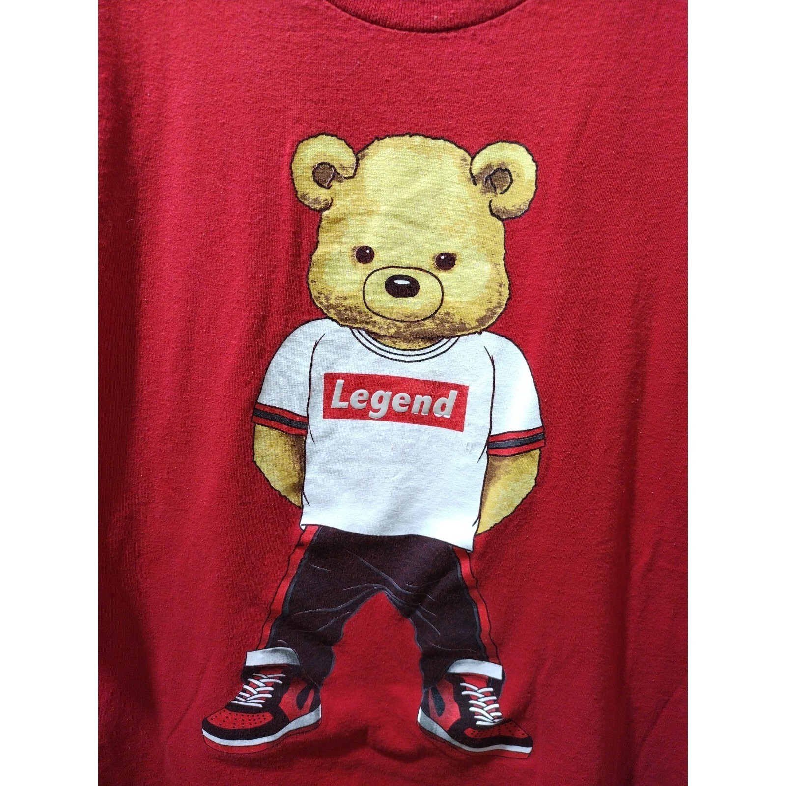 Fruit Men's Red Streetwear Supreme Style Legend Bear Shirt Size X Large gallery