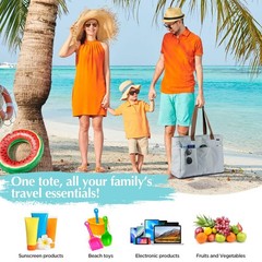 XL Beach Bag Zipper Cooler Compartment Sandproof Foldable Tote