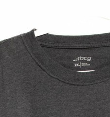 BCG Mens Gray Polycotton T Shirt Solid Blank Casual Pullover Short Sleeve 2XL