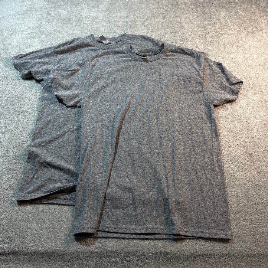 Gildan DryBlend T-Shirts 2 Pack Heather Gray Casual Everyday Medium Mens Minimal