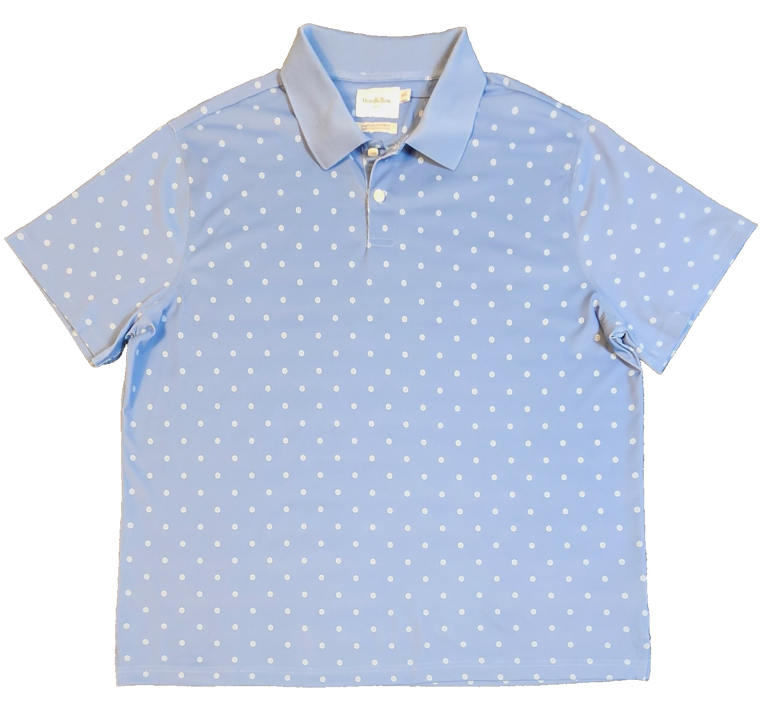 Men’s Short Sleeve T Shirts 2XL Blue Polo “2 Pack” Goodfellow 1/4 Button Wicking