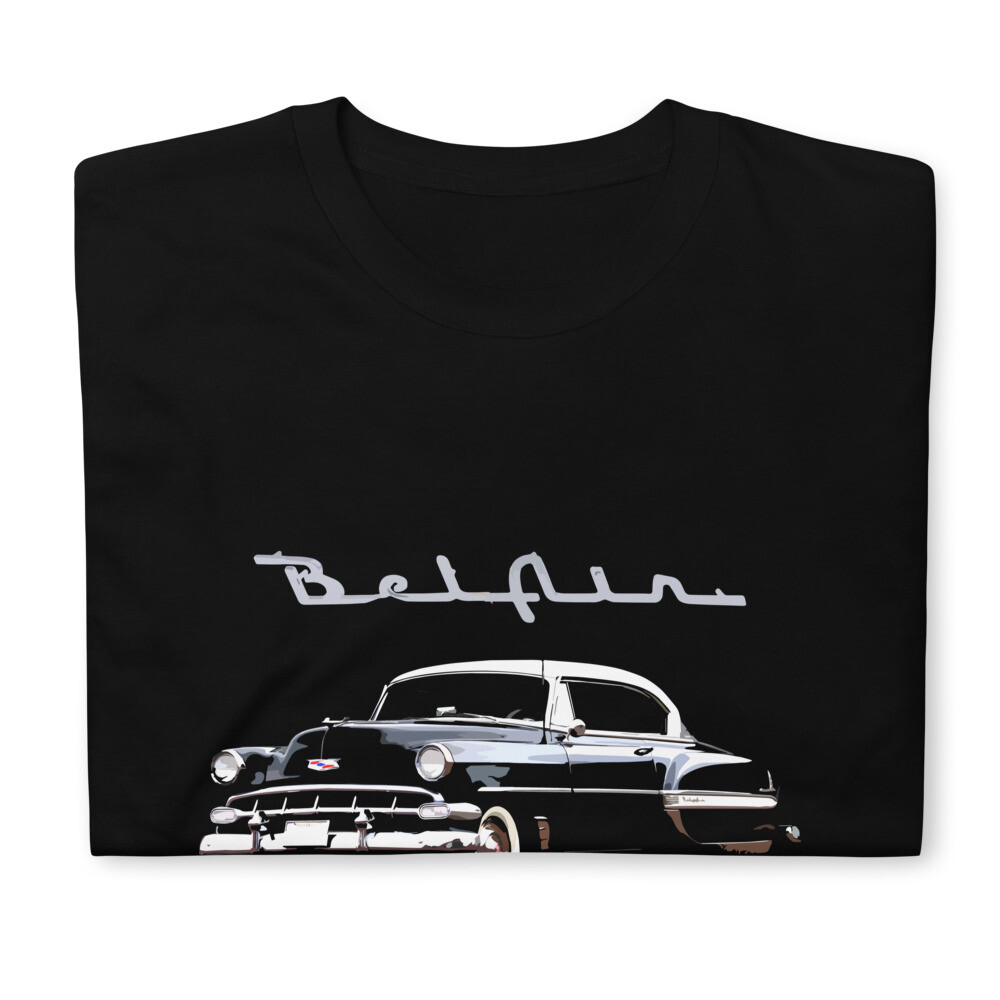 1954 Chevy Bel Air Black Antique Car Collector Cars Short-Sleeve Unisex T-Shirt gallery
