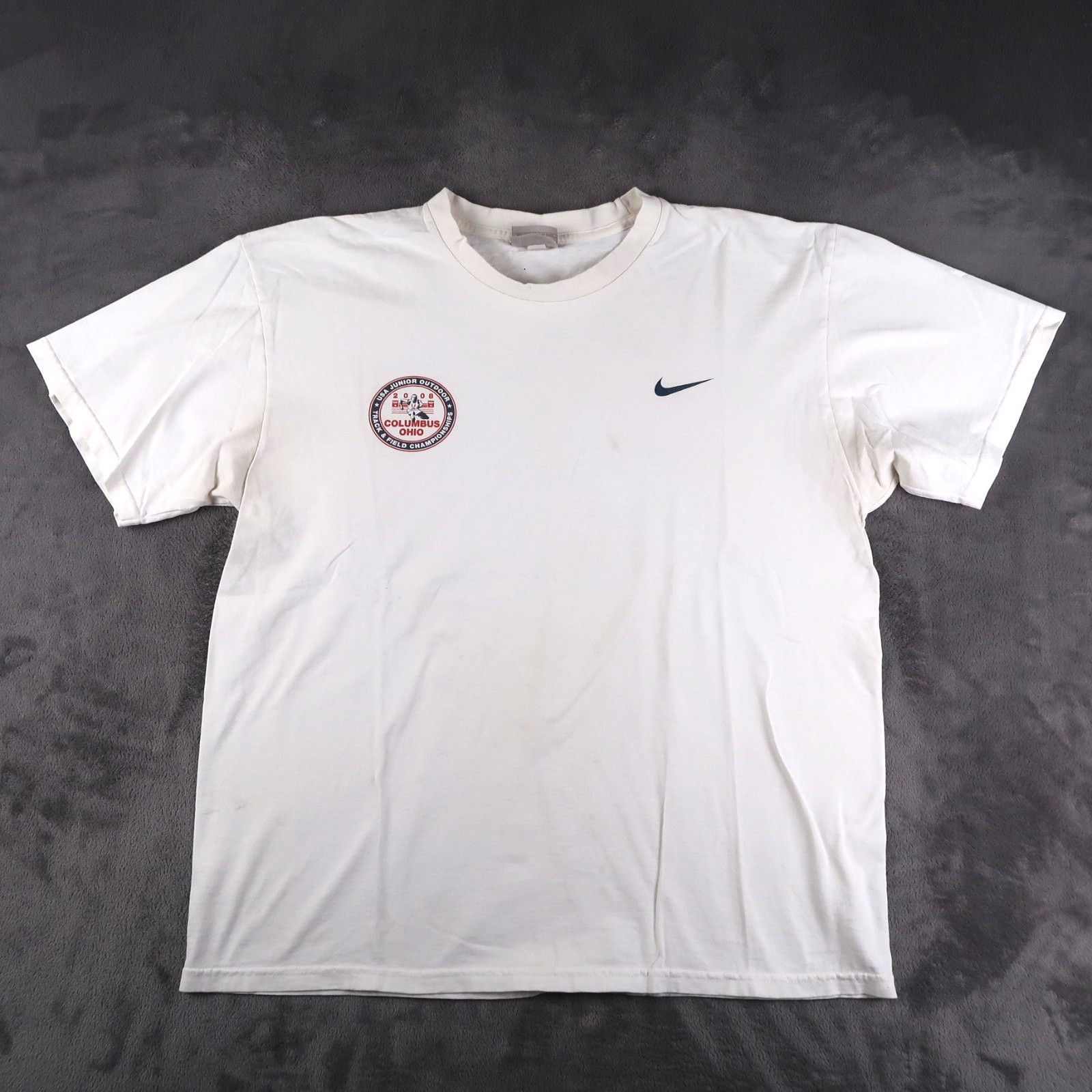 Vintage Y2K Nike Size L Columbus Ohio Track And Field 2008 White T Shirt