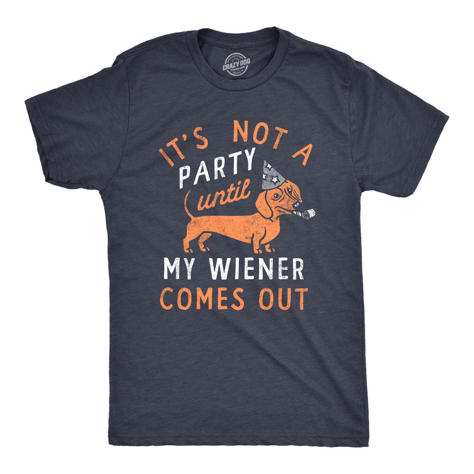 Mens Its Not A Party Until My Wiener Comes Out T Shirt Funny Dachshund Dog Adult gallery