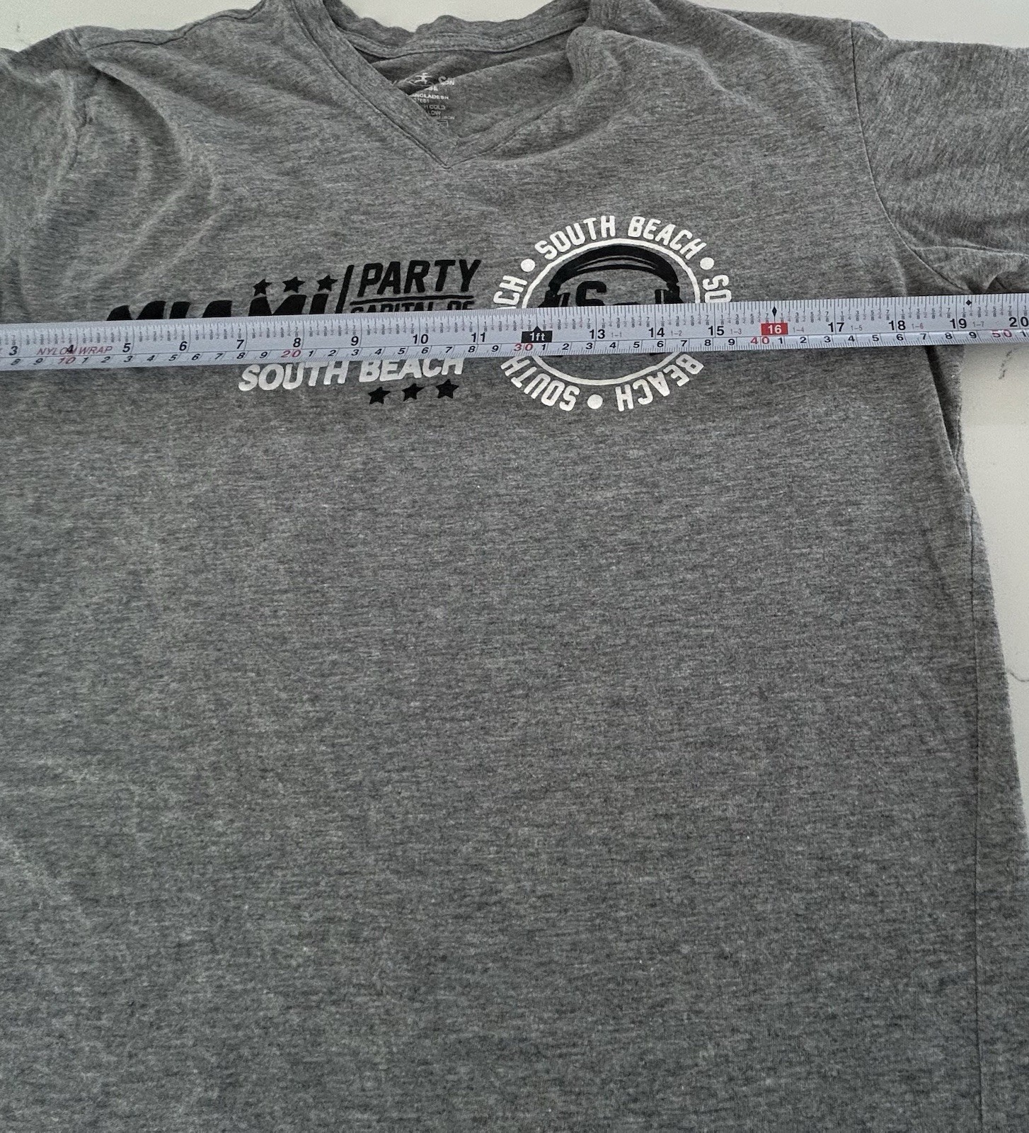 Miami South Beach “Party Capital of the World” Surf Style T-Shirt (Gray, Size L) gallery