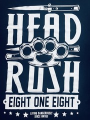 Authentic Head Rush Boxer & Knive Tshirt Men’s 2XL Black Graphic Print Short SLV