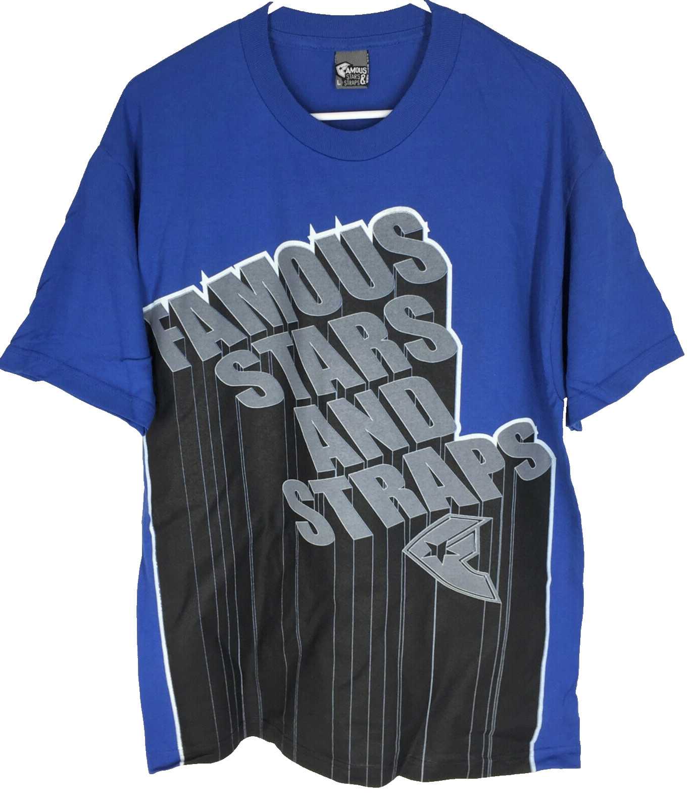 Famous Stars and Straps Shirt NEW Size Large Rare Design Blue Skate NOS