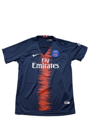 Nike Mens M Navy Blue Striped Soccer Jersey Short Sleeve V-Neck Dri-FIT