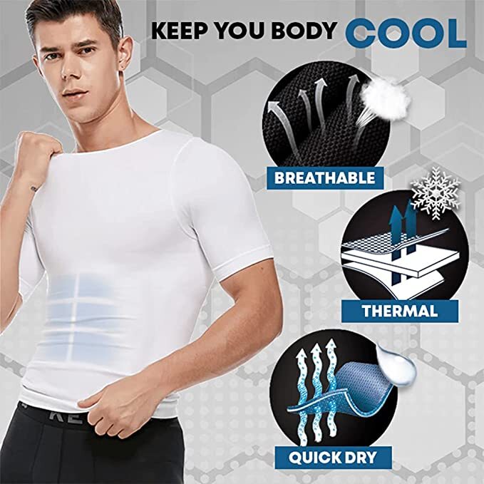 Men Slimming Tummy Control Tank Top Body Shaper Belly Chest Compression Shirt gallery