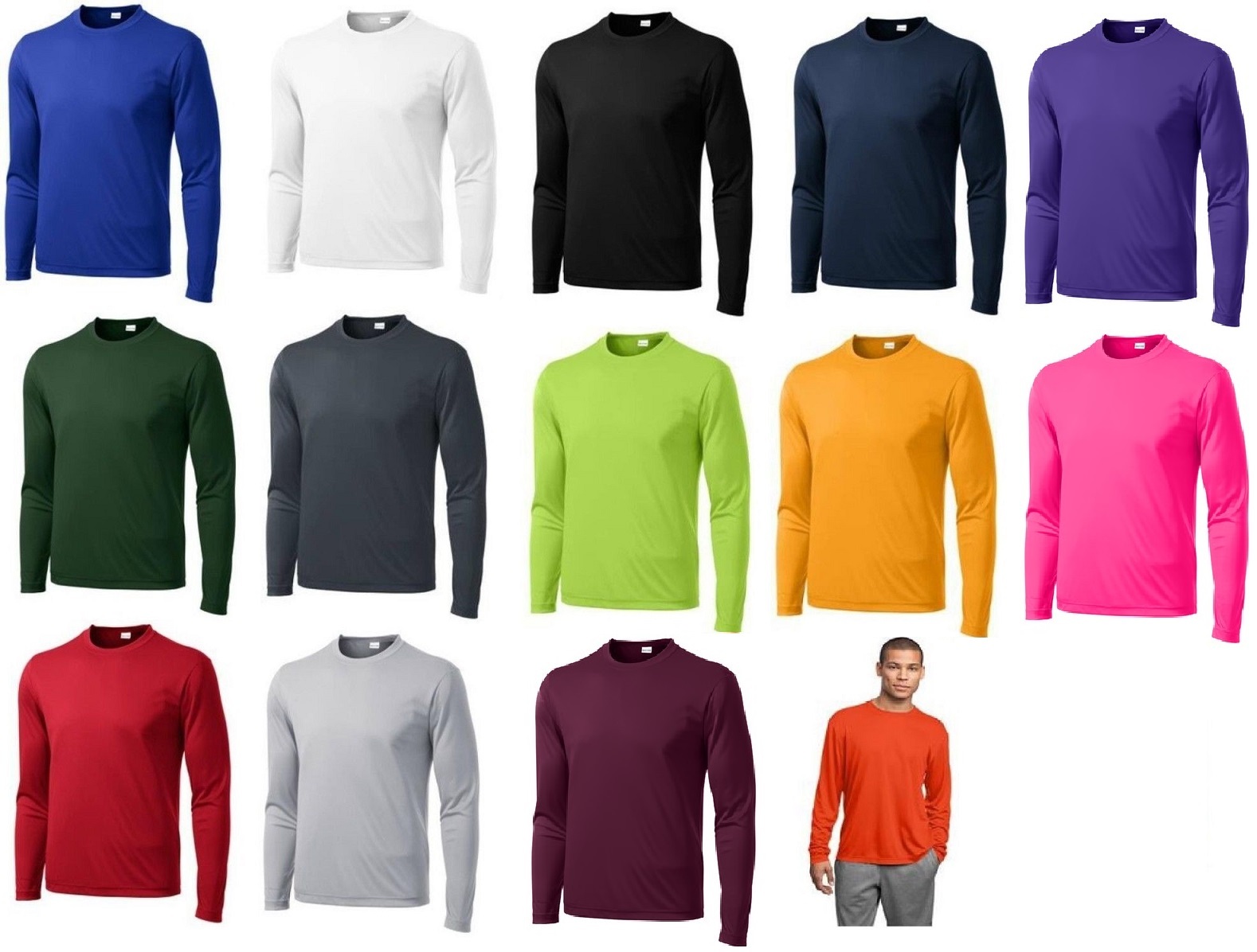 Mens Moisture Wicking Big & Tall Long Sleeve dri fit Running T-shirts TST350LS gallery