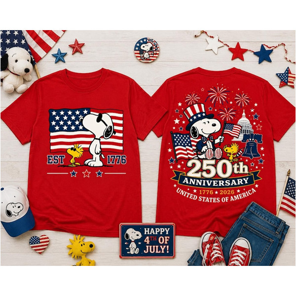 Snoopy America 250th Anniversary Shirt, Peanuts 1776 2026 Patriotic Tee gallery