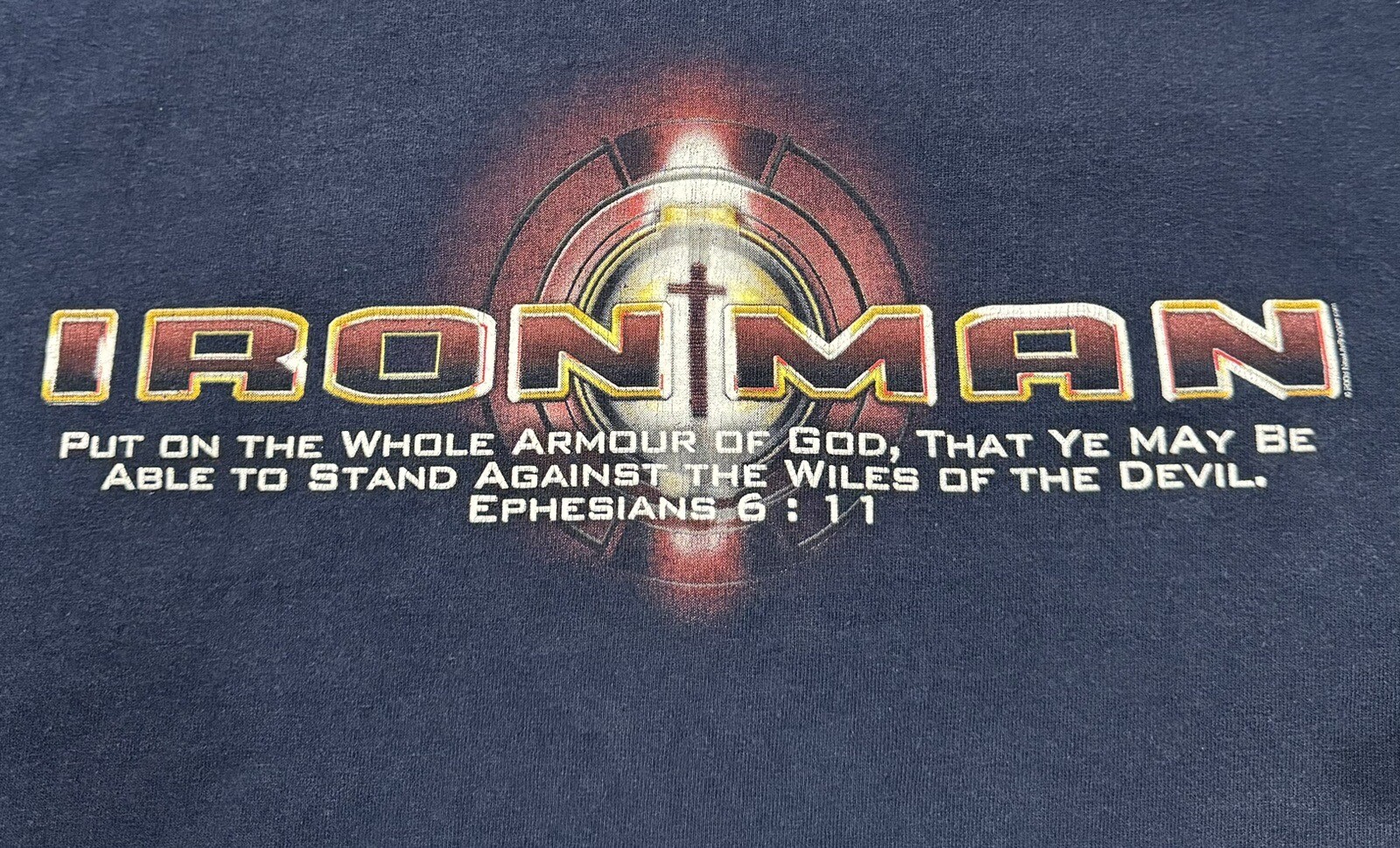 Iron Man Mens Shirt Size 2XL Armour Of God Gray Christ Christian Y2K Jesus 2000s gallery
