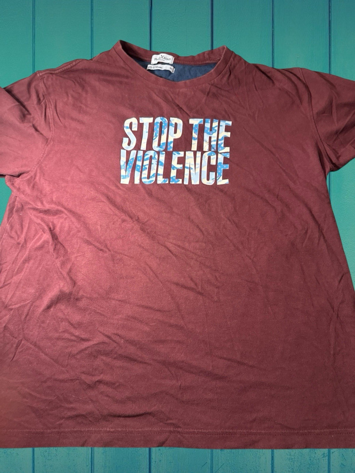 Vntg Y2K Marc Ecko Stop The Violence T-Shirt Sz XL Street Wear Classic Maroon gallery