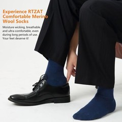 Merino Wool Ankle Socks 3-Pack Blue Medium Moisture-Wicking for Casual Running