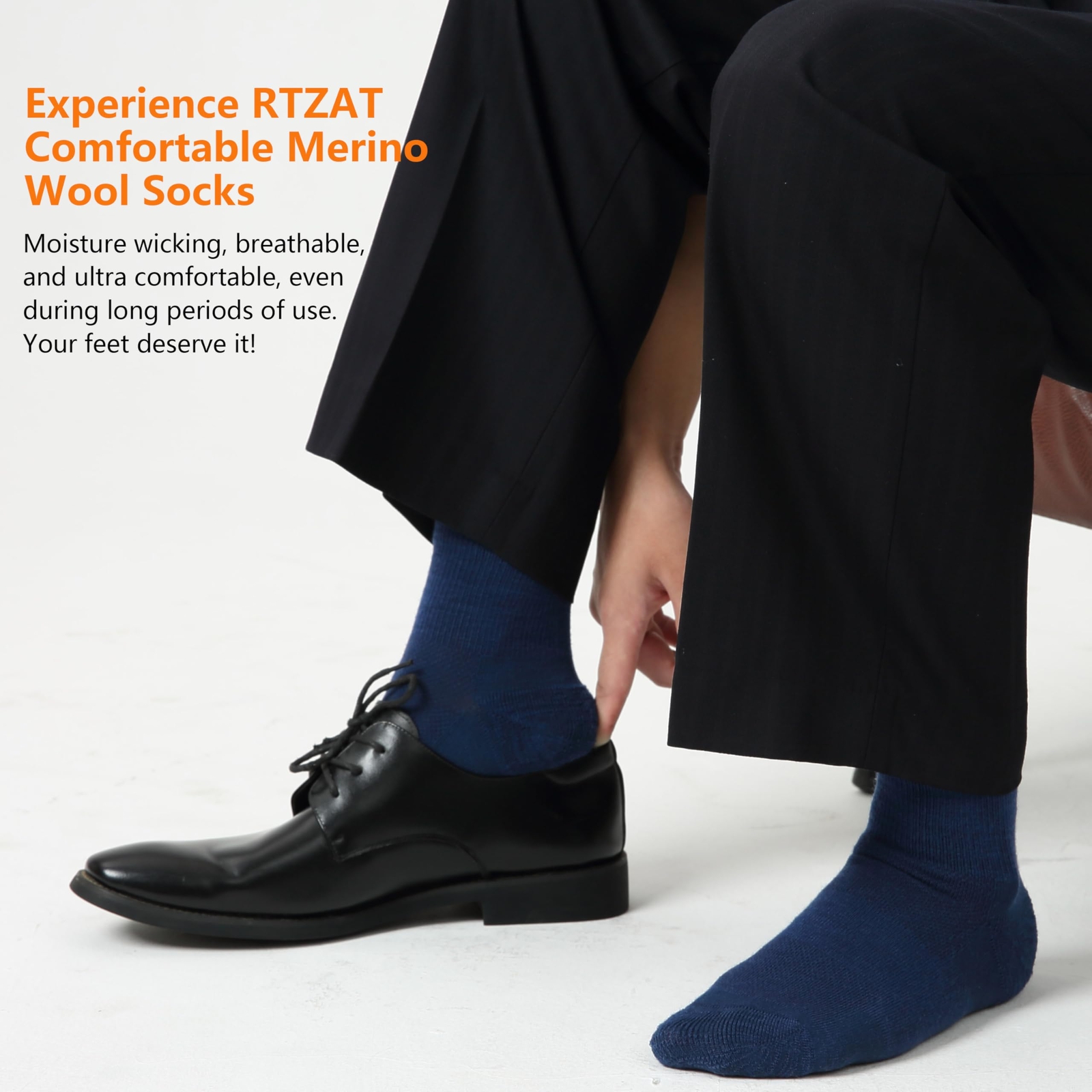 Merino Wool Ankle Socks 3-Pack Blue Medium Moisture-Wicking for Casual Running gallery