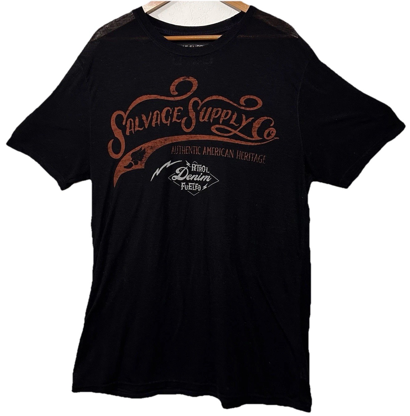 Salvage Supply Co T Shirt XL Black SS Super Thin Lightweight Fabric USA Made