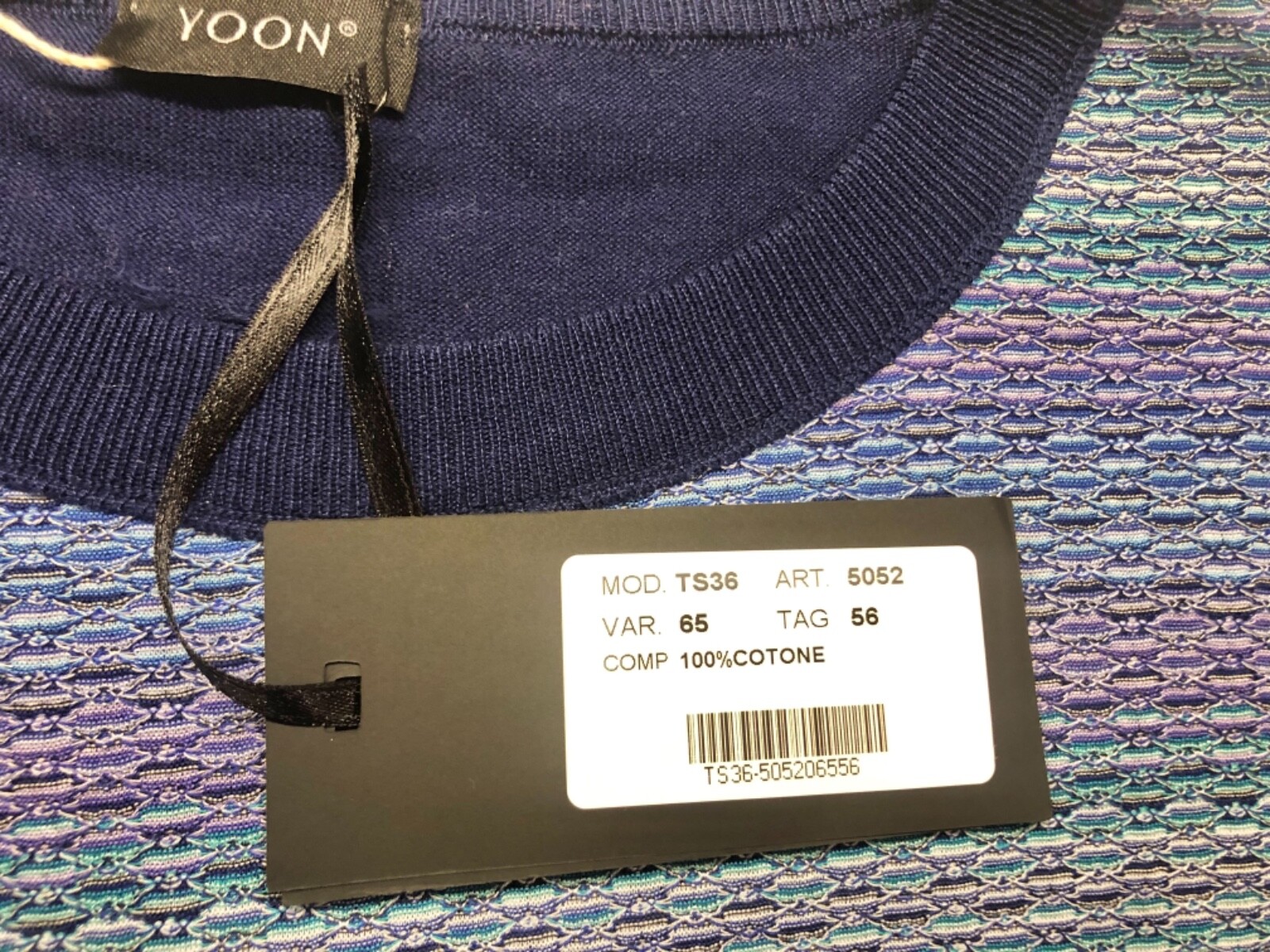Yoon Blue Purple Striped Italy Men's T-Shirt Size Us 46 EU 56 gallery