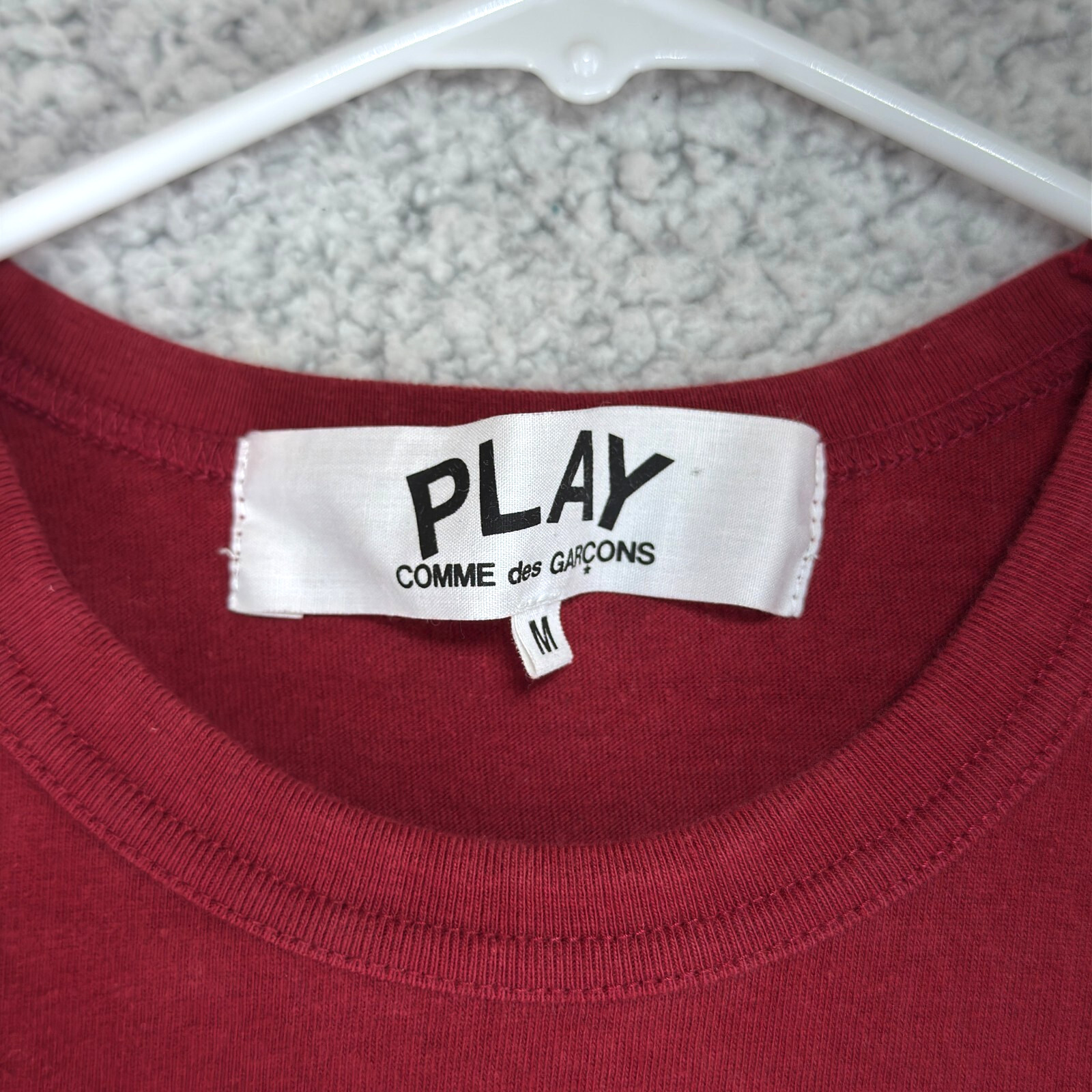 Comme Des Garcons Play Double Heart Embroidered Red Slim T-Shirt Size Medium gallery
