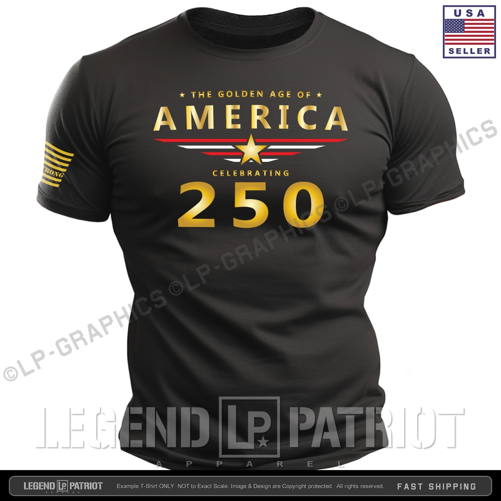 THE GOLDEN AGE T-Shirt - usa america 250 flag patriotic trump 2028 maga 2a S-2X gallery