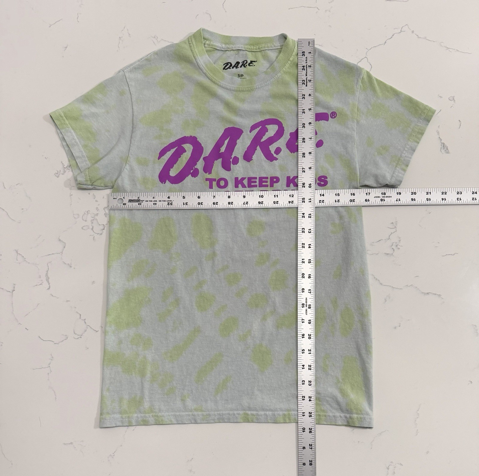 D.A.R.E. To Keep Kids Off Drugs Tie Dye T Shirt Small Green Purple Graphic Tee gallery