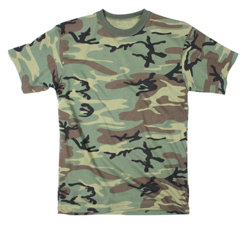 Traditional Woodland Camo T-Shirt Camouflage Army Navy Hunting Hiking SWAT XS-7X gallery