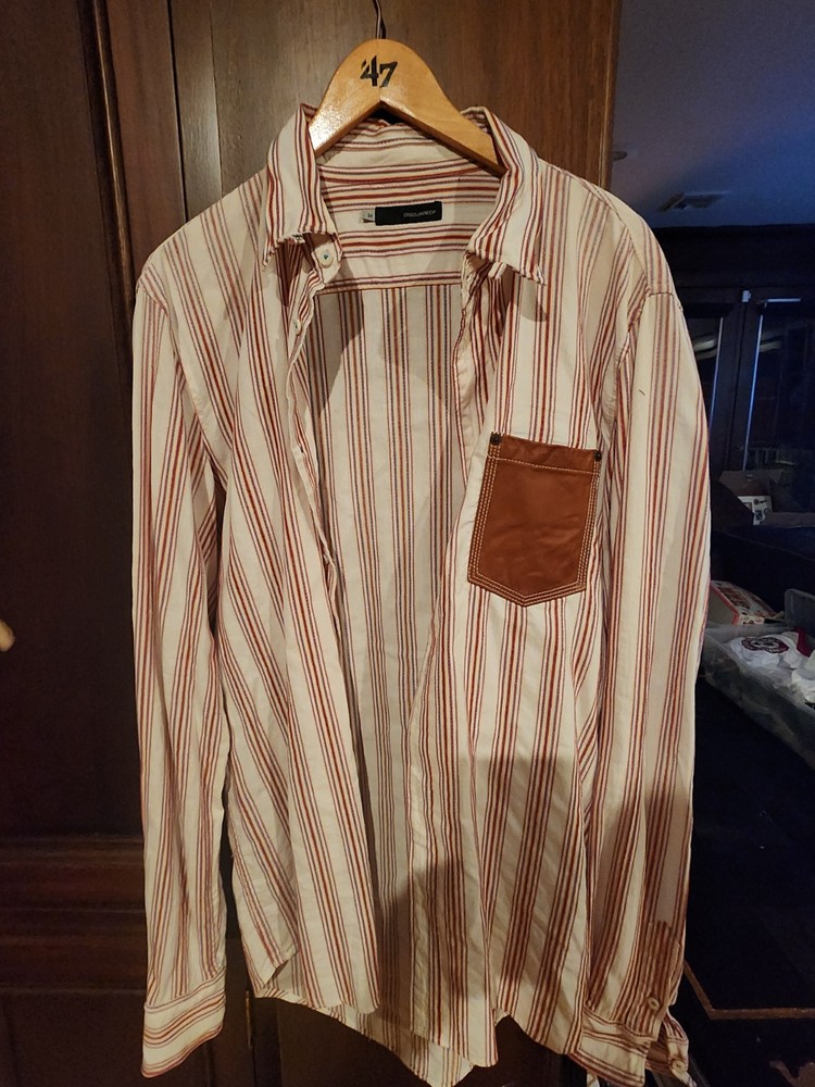 D SQUARED BUTTON DOWN WITH LEATHER POCKET. UNIQUE PIECE. SIZE 54 EURO