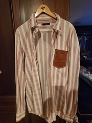D SQUARED BUTTON DOWN WITH LEATHER POCKET. UNIQUE PIECE. SIZE 54 EURO