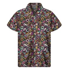 Mens Button Down Shirts Donut Cookie Printed Hawaiian Tops Novelty Ugly Gift