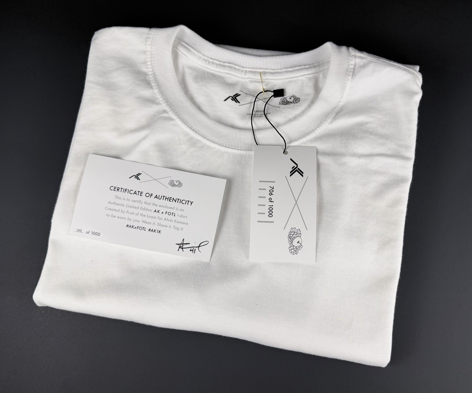 Alvin Kamara AK1K x Fruit of the Loom Limited T-Shirt 706/1000 NEW w/ Box COA