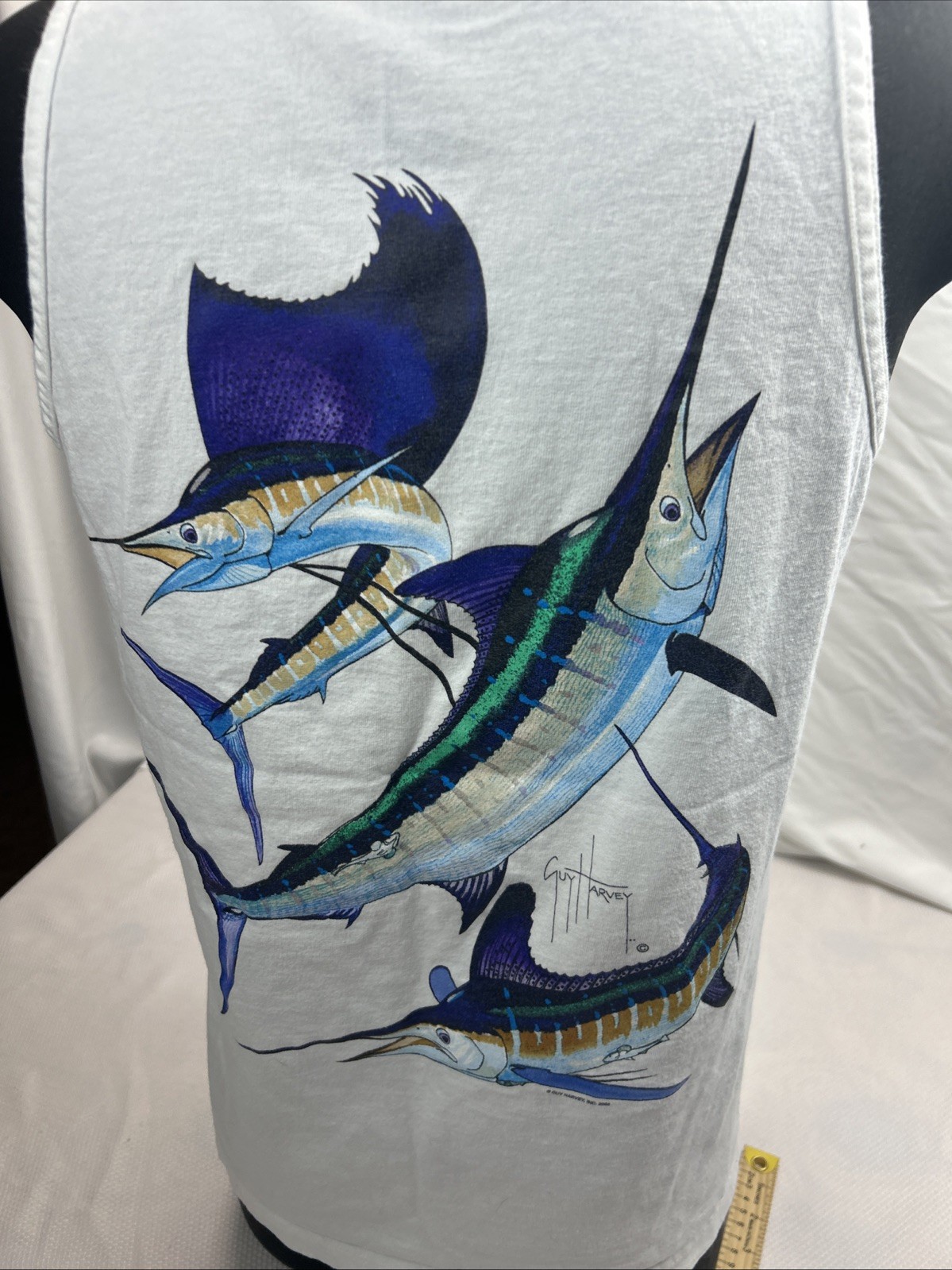 Guy Harvey Men's White Tank Top Size Medium Fishing Marlin 2008 Vintage gallery
