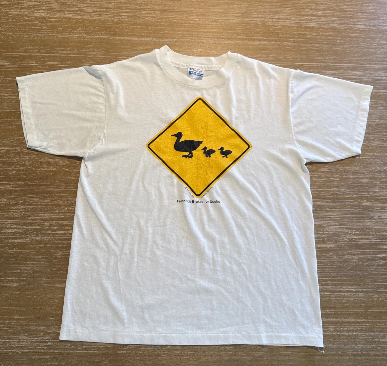 Frederick Brakes For Ducks T Shirt 1988 Maryland White Hanes Large 50/50 Vintage gallery