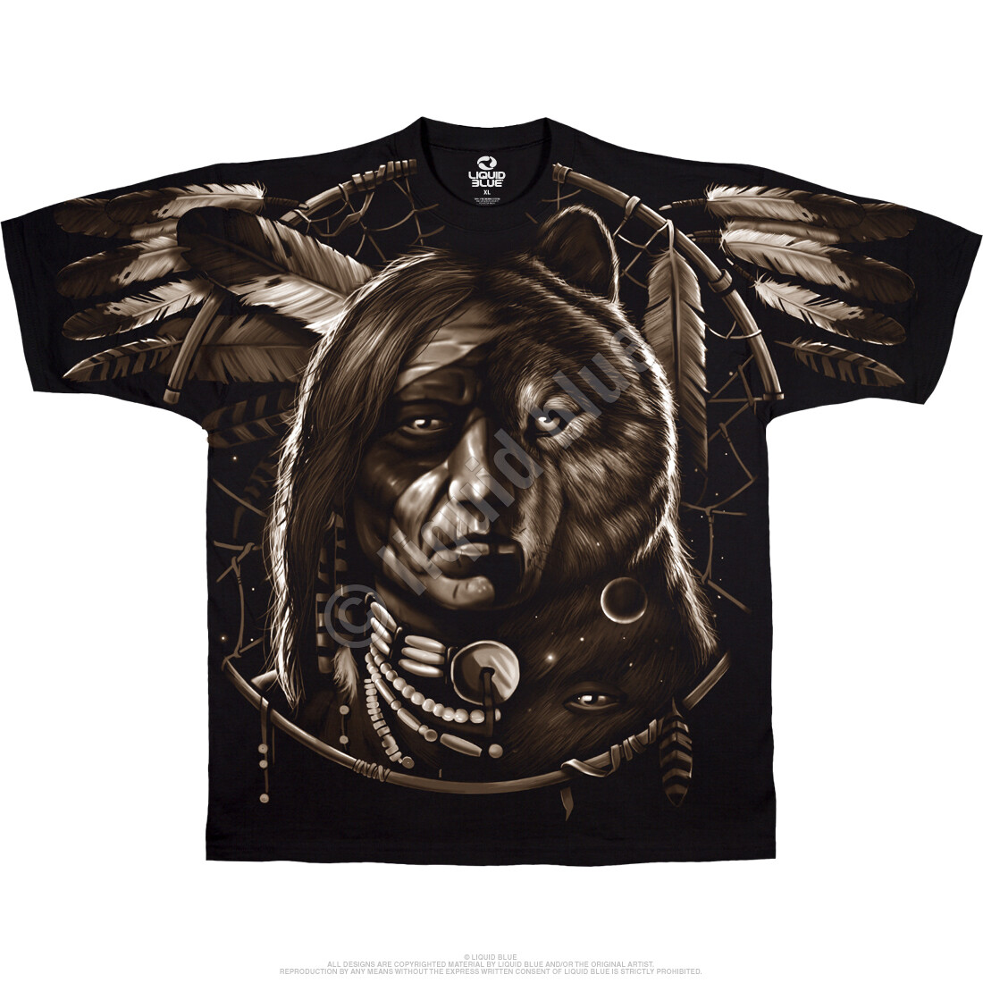 NATIVE AMERICAN-DREAM SPIRIT-2 SiDeD-T-SHIRT S-M-L-XL-XXL Wolf,Eagle gallery
