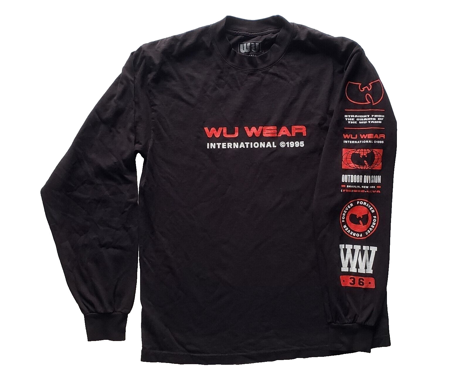 Wu-Tang Clan Wu Wear International 1995 Double Sided Long Sleeve T Shirt ~ SMALL gallery