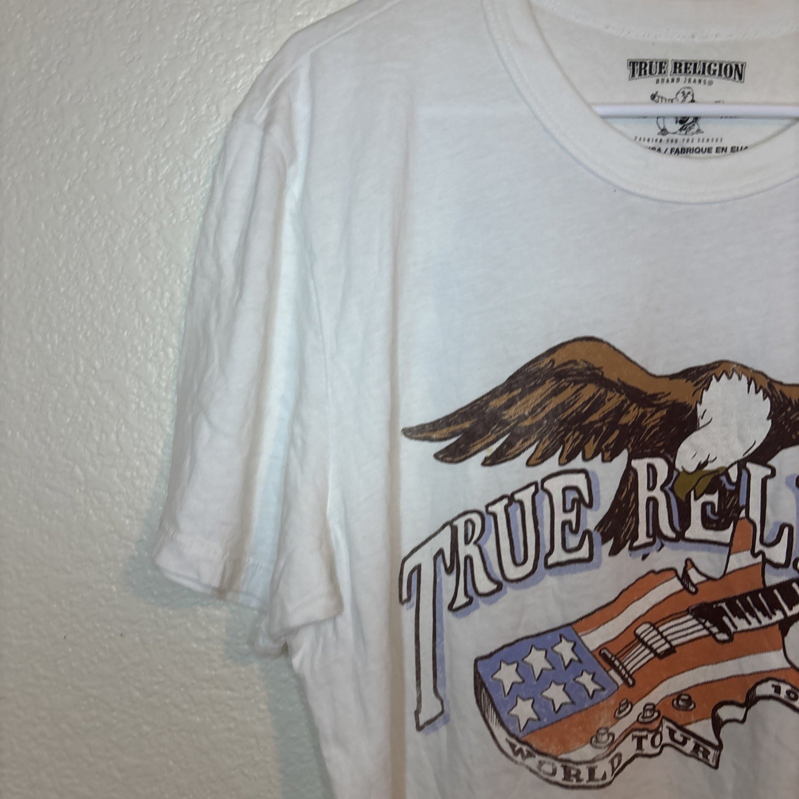 True Religion T Shirt Guitar Bald Eagle World Tour 1971 Rock & Roll Festival XL gallery