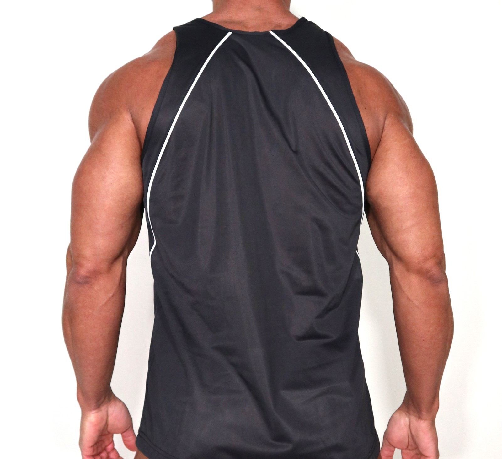 BLACK NYLON SEMI-SHEER TANK TOP SHIRT SIZE L gallery