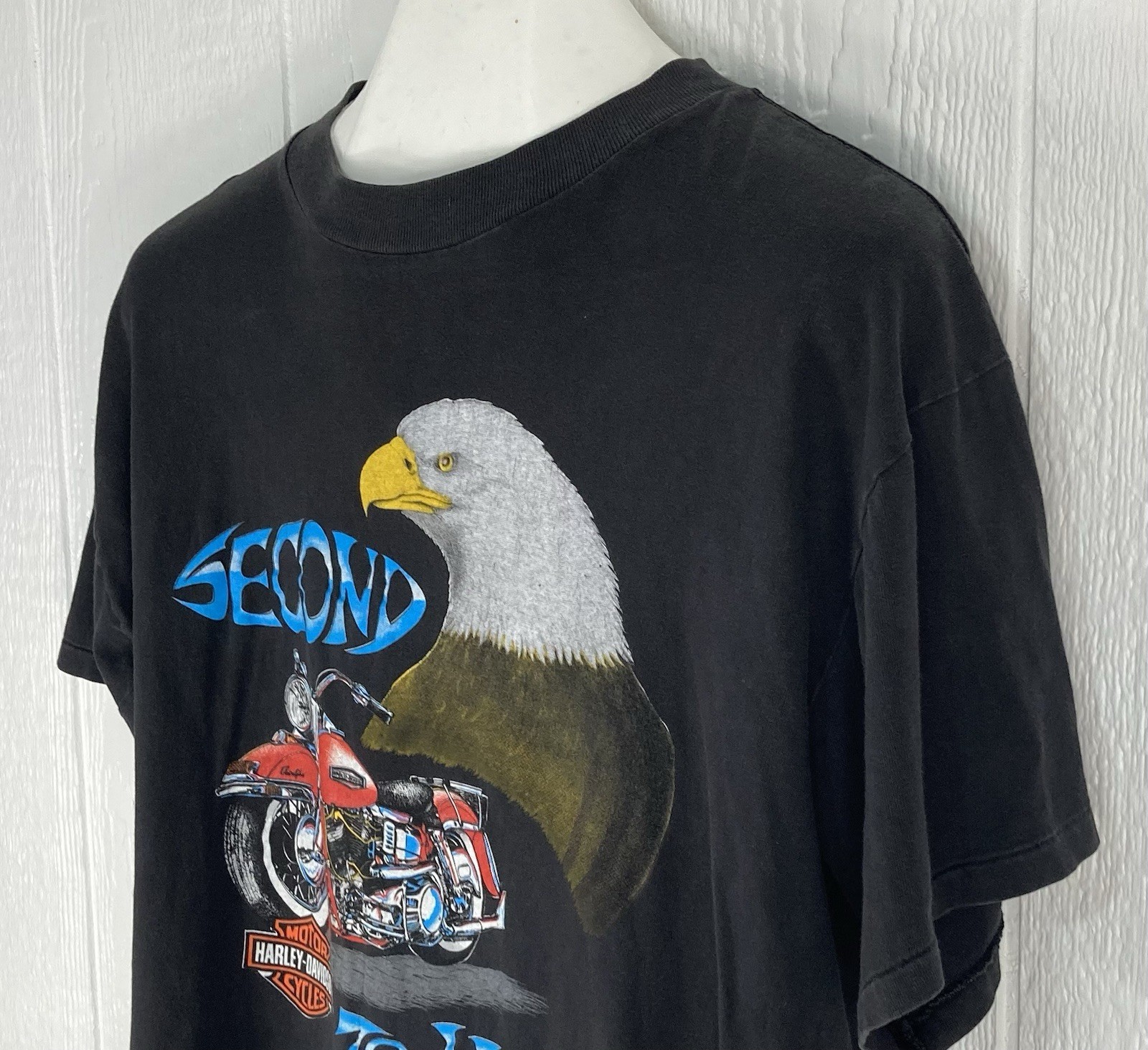 Vtg Harley Davidson Motorcycle T Shirt Single Stitch Eagle Second to None Large gallery