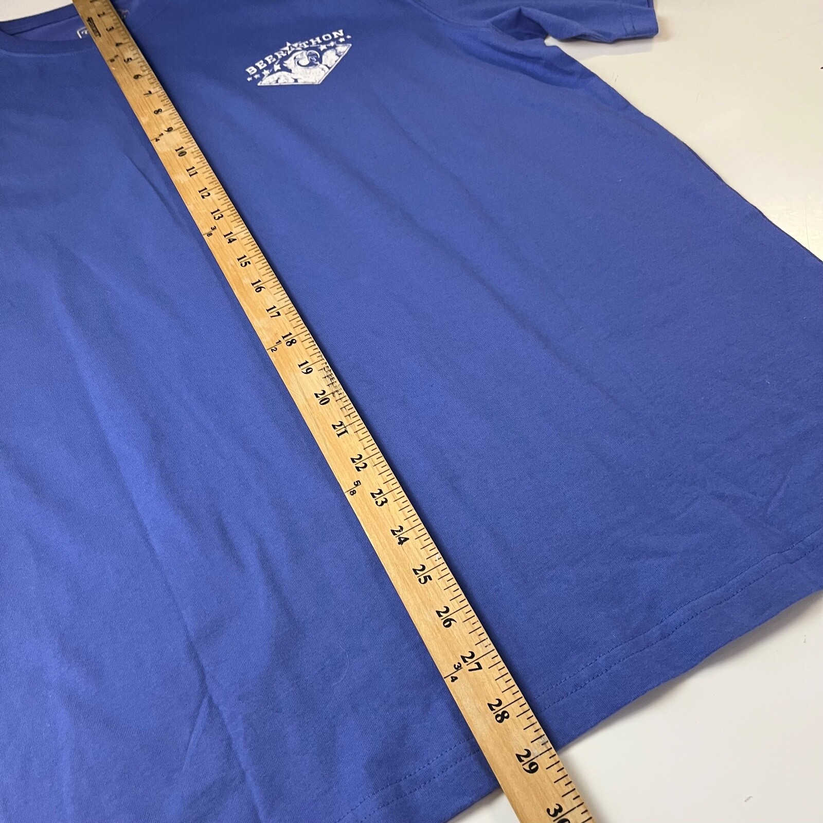Caribbean Beer a Thon Finish Beer Here Parrot Crew T-Shirt Size Large Periwinkle gallery