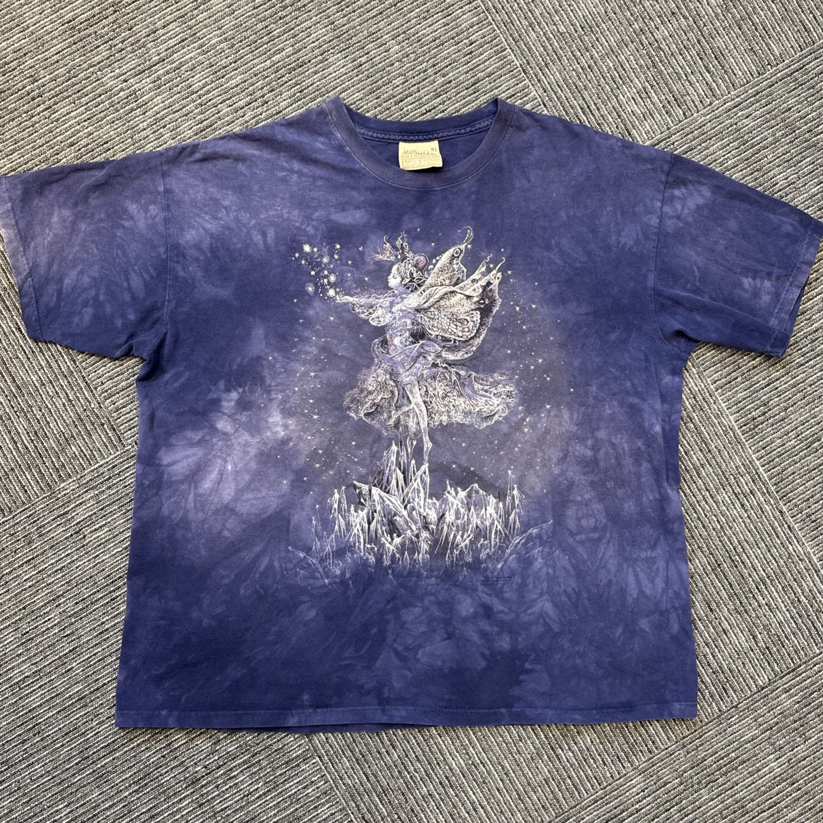 Vtg Y2K The Mountain Tie Dye T-shirt XLarge Purple Pixie Fairy Graphic