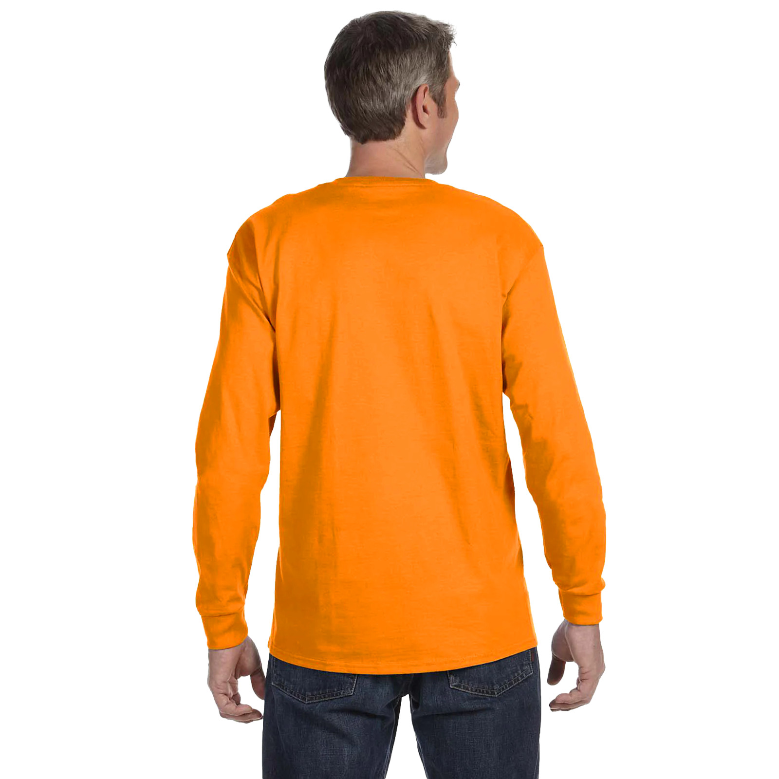 Gildan Safety Green & Orange Mens Tee Crewneck Long Sleeve T-Shirt S-3XL - 5400 gallery