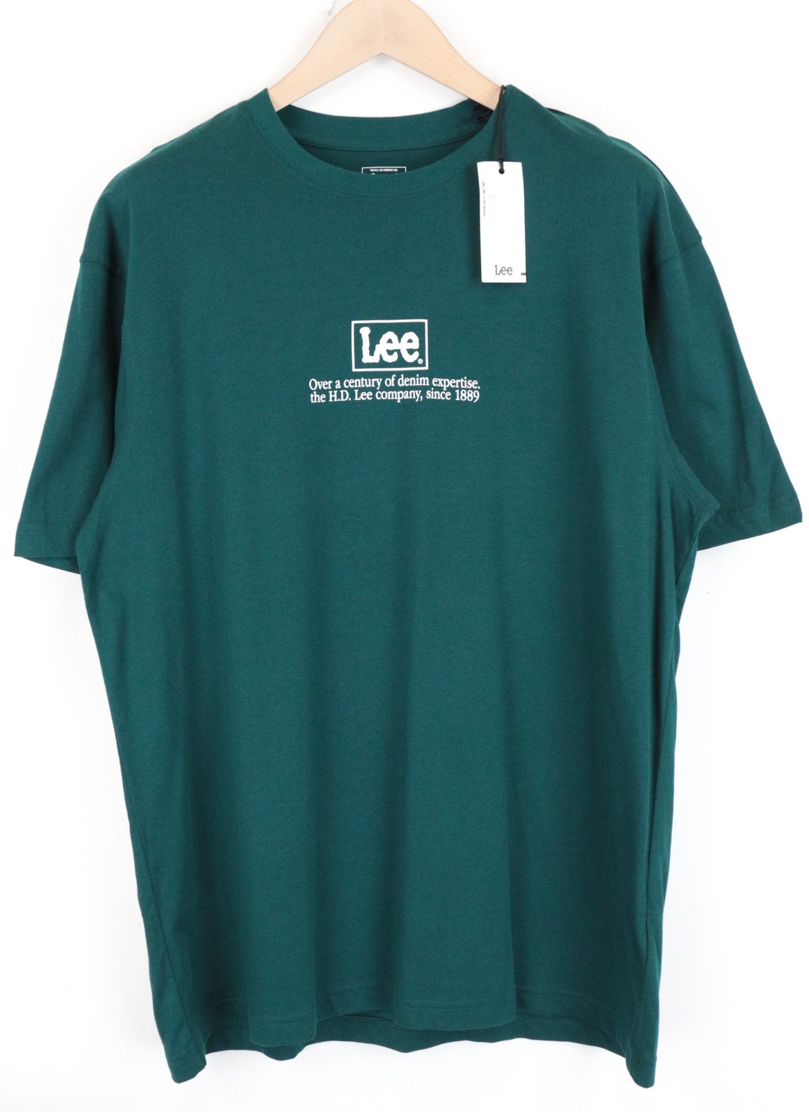 Lee Herren T-Shirt Grün 100% Baumwolle Kurzarm Rundhals Pull On M