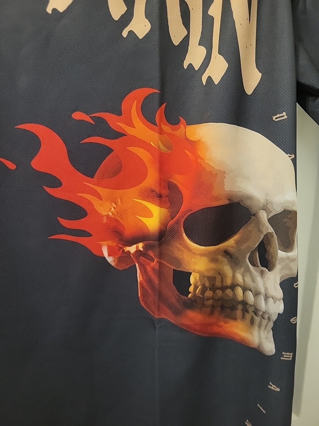Double-Sided DARK DOMAIN & FLAMES, SKULLS Black Halloween Adult XL T-Shirt gallery