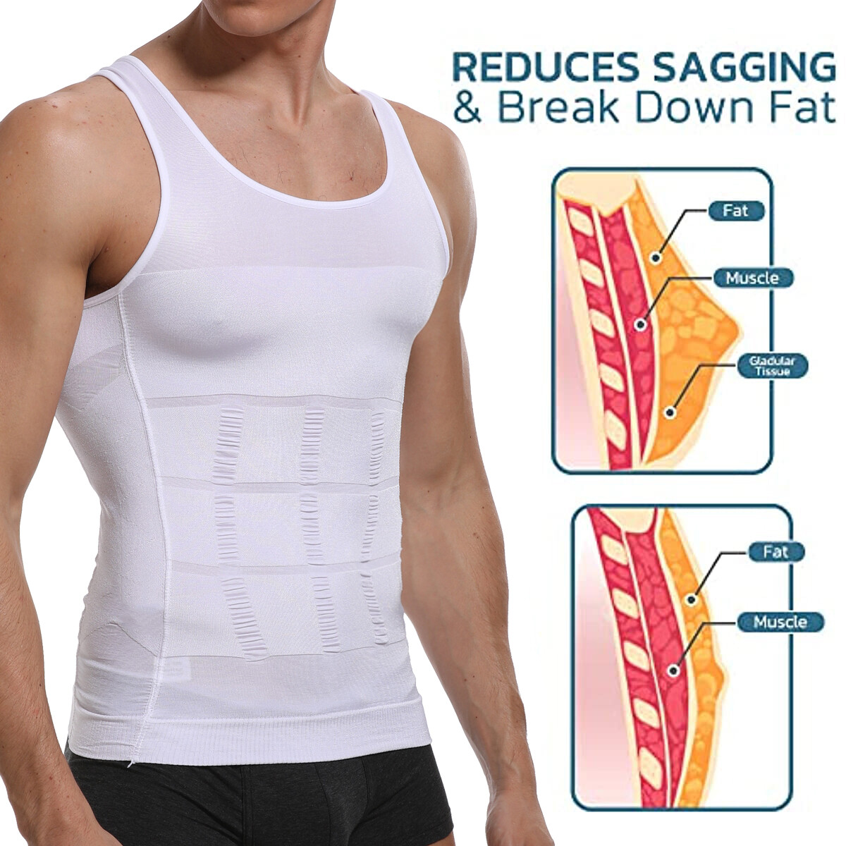 Men Slimming Body Shaper Shirt Chest Belly Tummy Control Vest Compression Tanks gallery