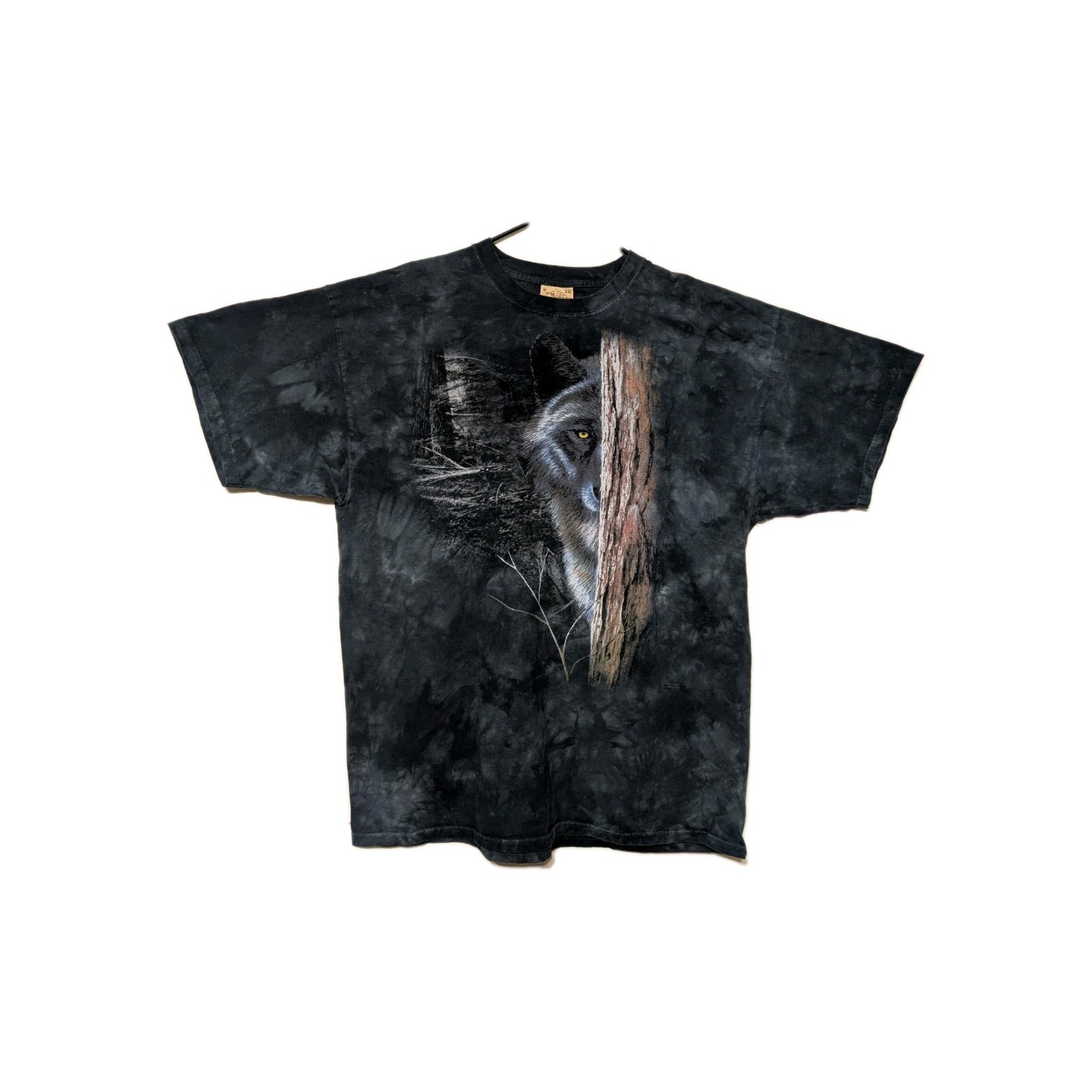 The Mountain Mens T-shirt Vintage 2002 Gray "Hiding Wolf" Leather Tag 2XL #6332 gallery