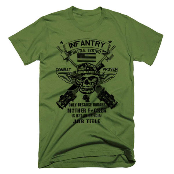 Military T-Shirt Army Navy Machine Gunner Sniper Infantry Combat Veteran