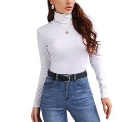 Womens Basic Lightweight Turtleneck Long Sleeve Pullover Solid Top High Neck US