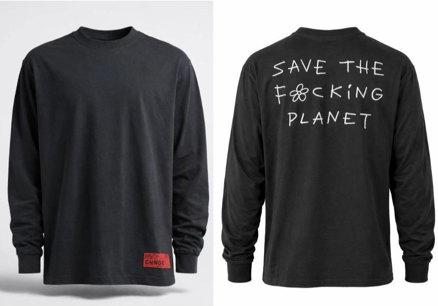 CHNGE Men’s Save the Planet Crew Neck Cuff Long Sleeve SweatShirt, Black, 3XL