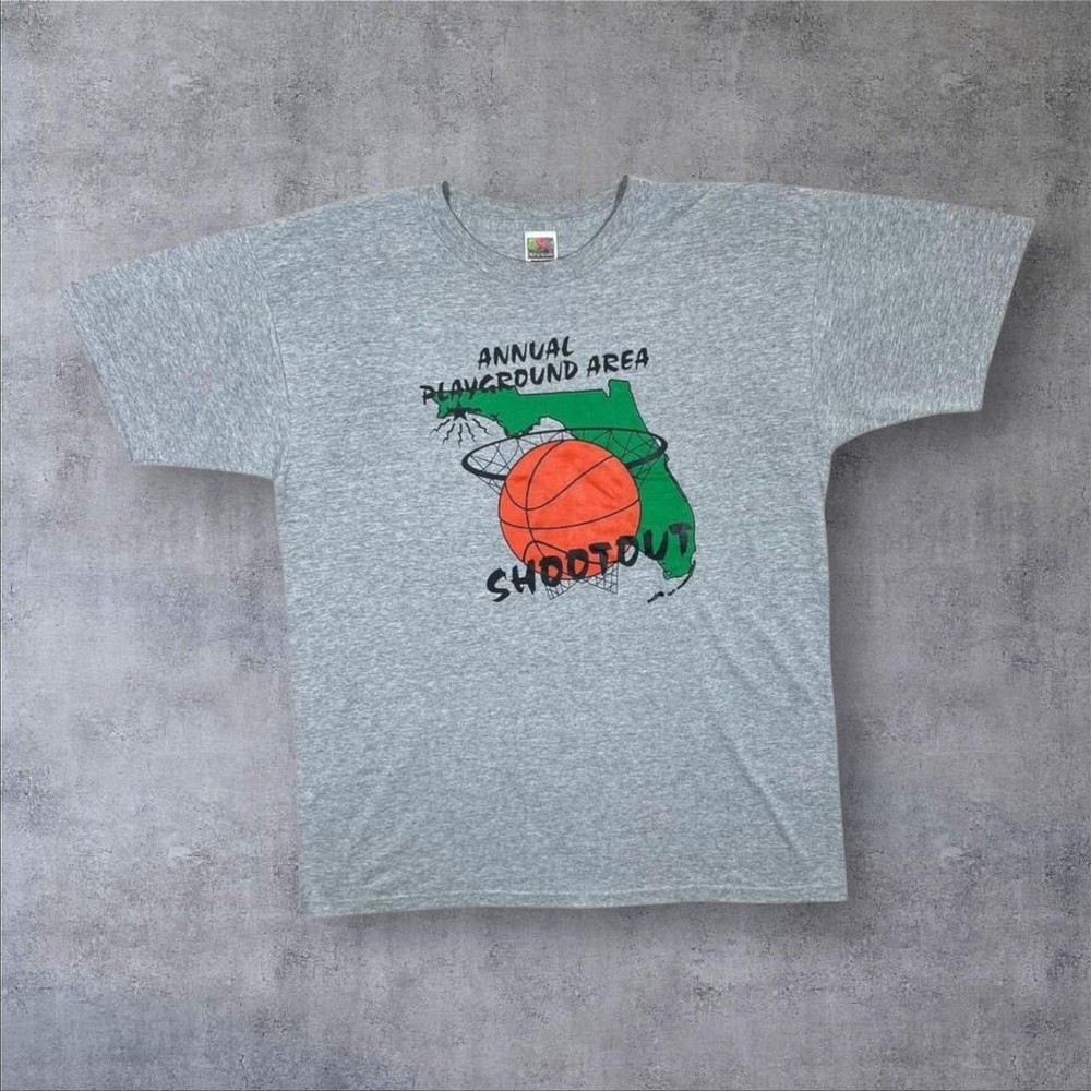 Vintage Annual Playground Area Shootout Basketball Souvenir Graphic T-Shirt XL